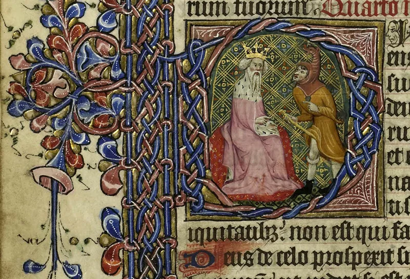 Enluminure - Le Roi David et son Fou par Bibliothèque de Rennes