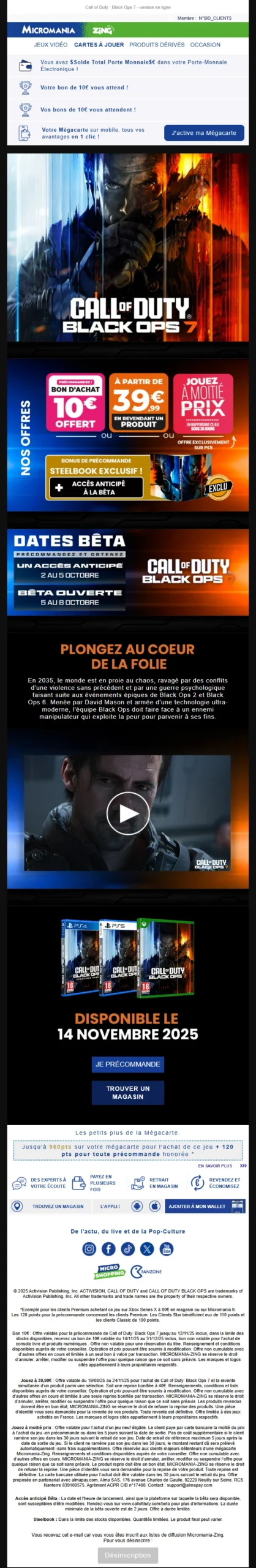 Mail Call of Duty Black Ops 7